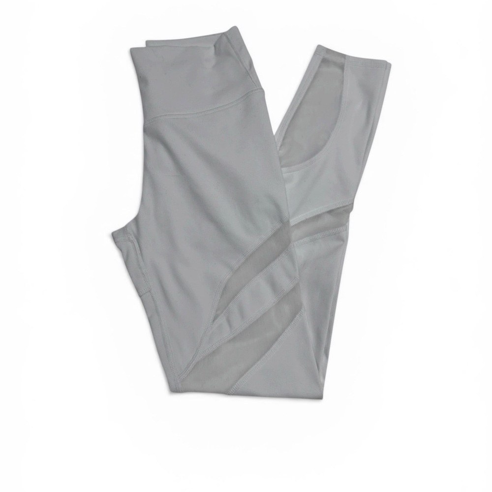 Fabletics White Athletic Leggings with Mesh Panels